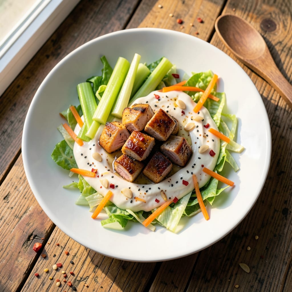 Deconstructed Chicken Egg Roll Recipe: Spiced Yogurt-Marinated Bites with Crispy Celery Crust