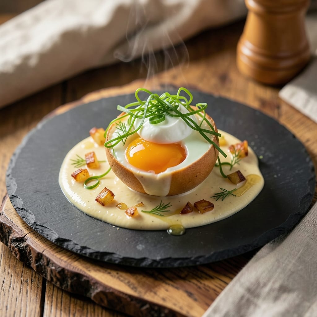Eggs Baked in Celery Cream Recipe: Celery-Infused Crunch With Silky Yolk Magic