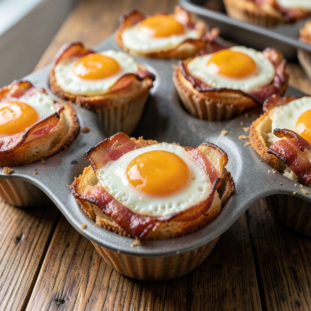 Bacon, Egg, and Toast Cups Recipe: Stacked Breakfast Bites With Runny Yolk Magic