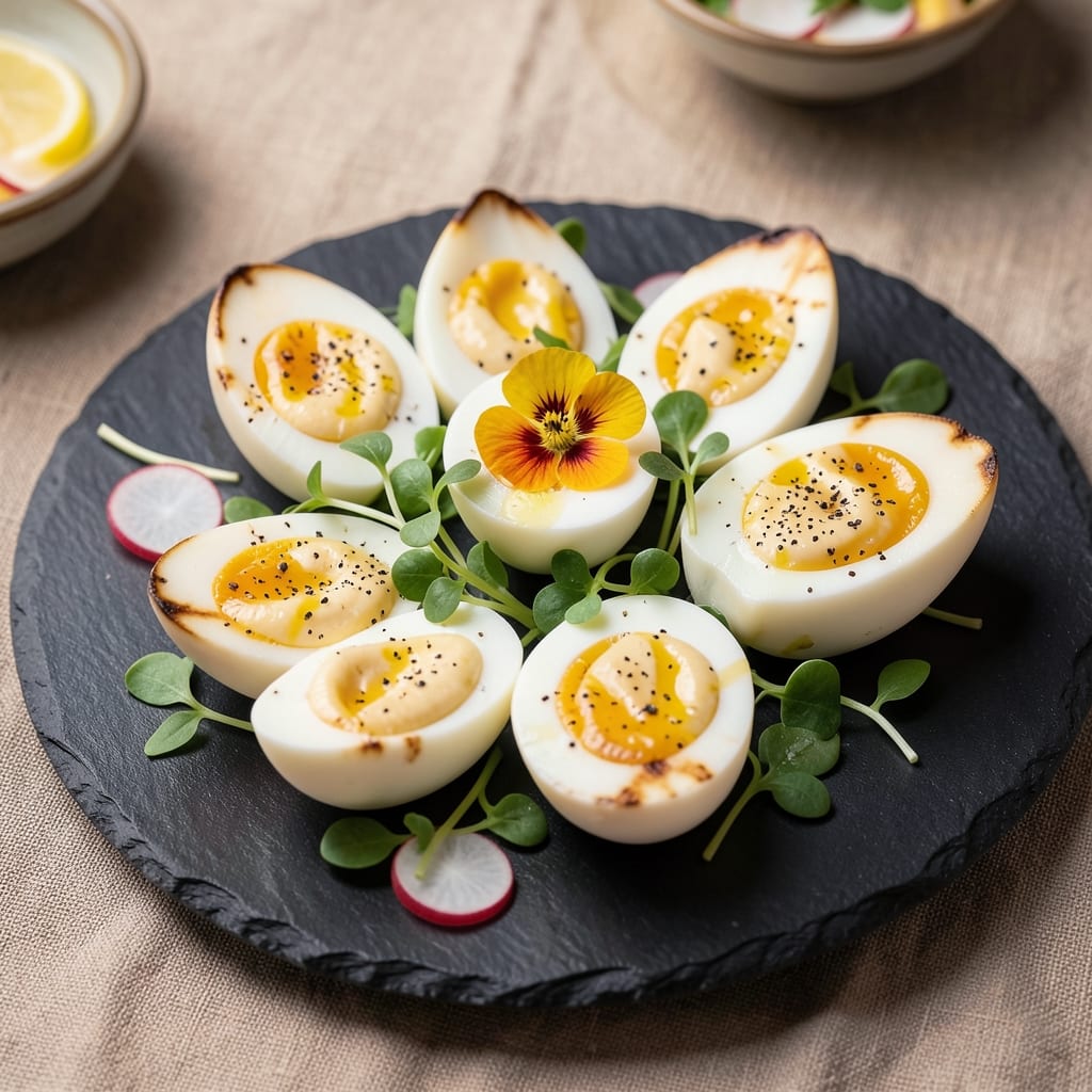 Deviled Eggs Recipe: Tulip-Shaped Elegance With Crispy Celery Topping