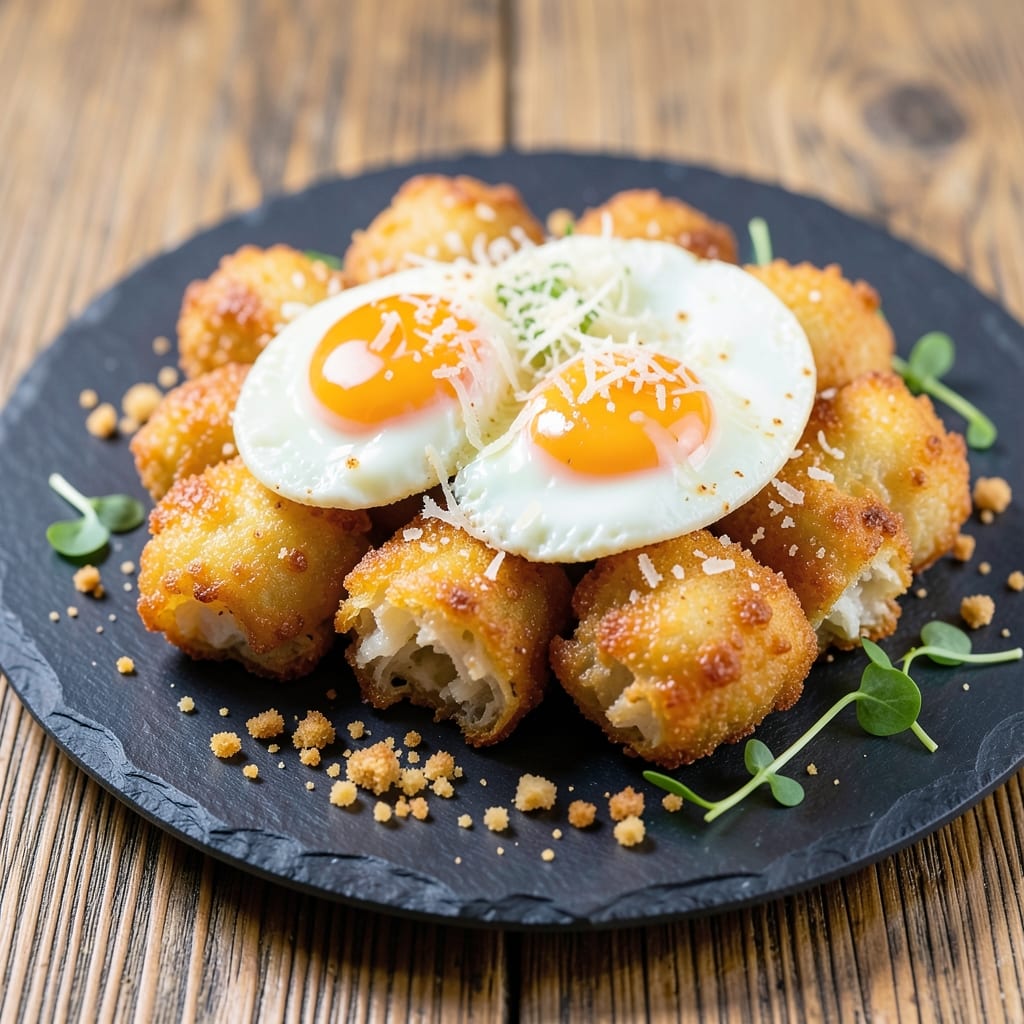 Eatingwithzion Potato Egg Tater Tots Recipe: Crispy Bites with Golden Yolk Streaks