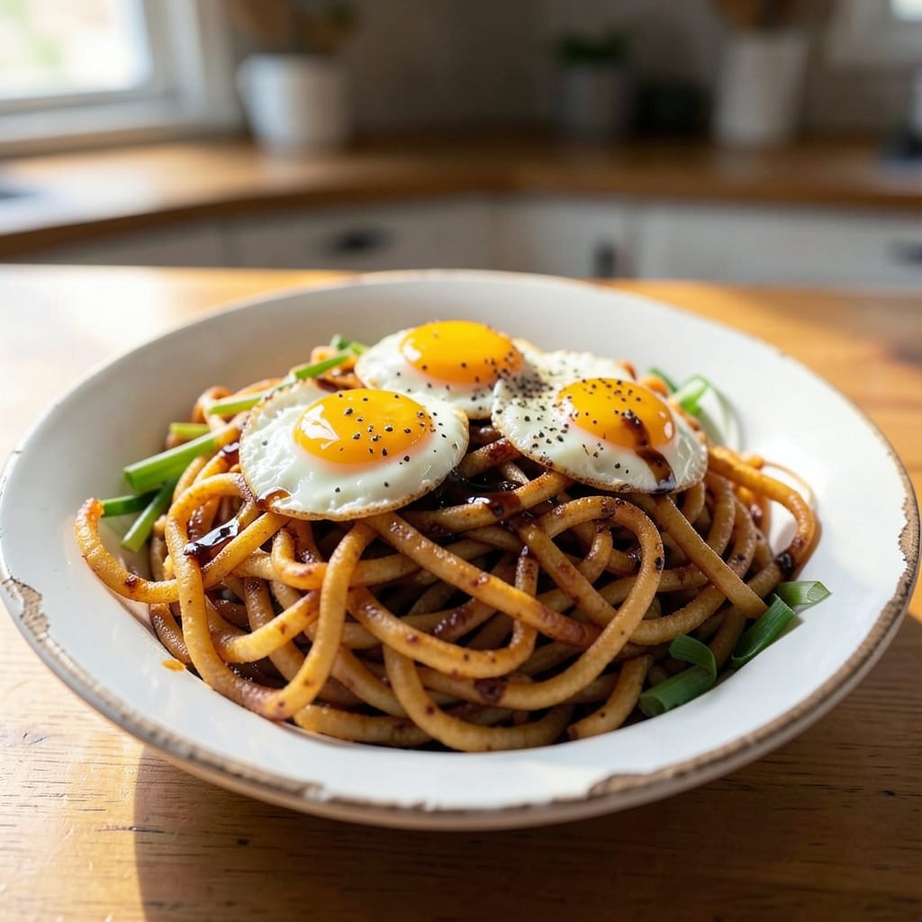 Crispy Fried Egg Noodles Recipe: Golden Crunch and Silky Yolk Streaks