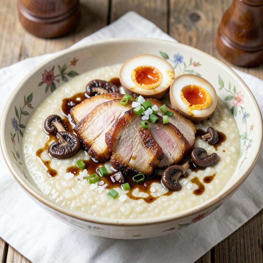 Congee Pork and Preserved Egg Recipe: Savory Silken Porridge With Egg Yolk Streaks