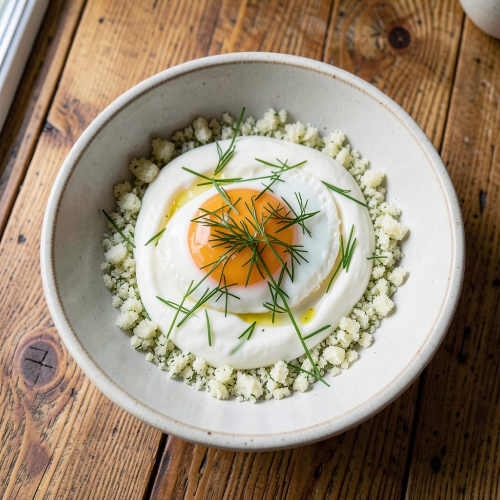 Breakfast Egg Dish Recipe: Celery-Crusted Bites with Herbed Yogurt Streaks