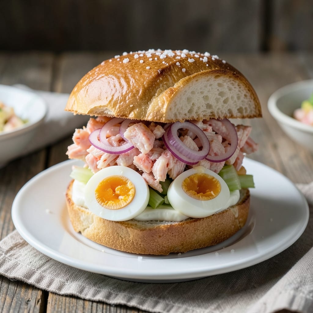 Crab and Egg Salad Sandwich Recipe: Crispy Celery Bites with Creamy Yogurt Swirls