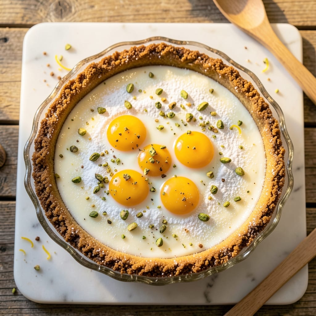 Easter Egg Pie Recipe: Festive Celery Crust with Creamy Yogurt Swirls