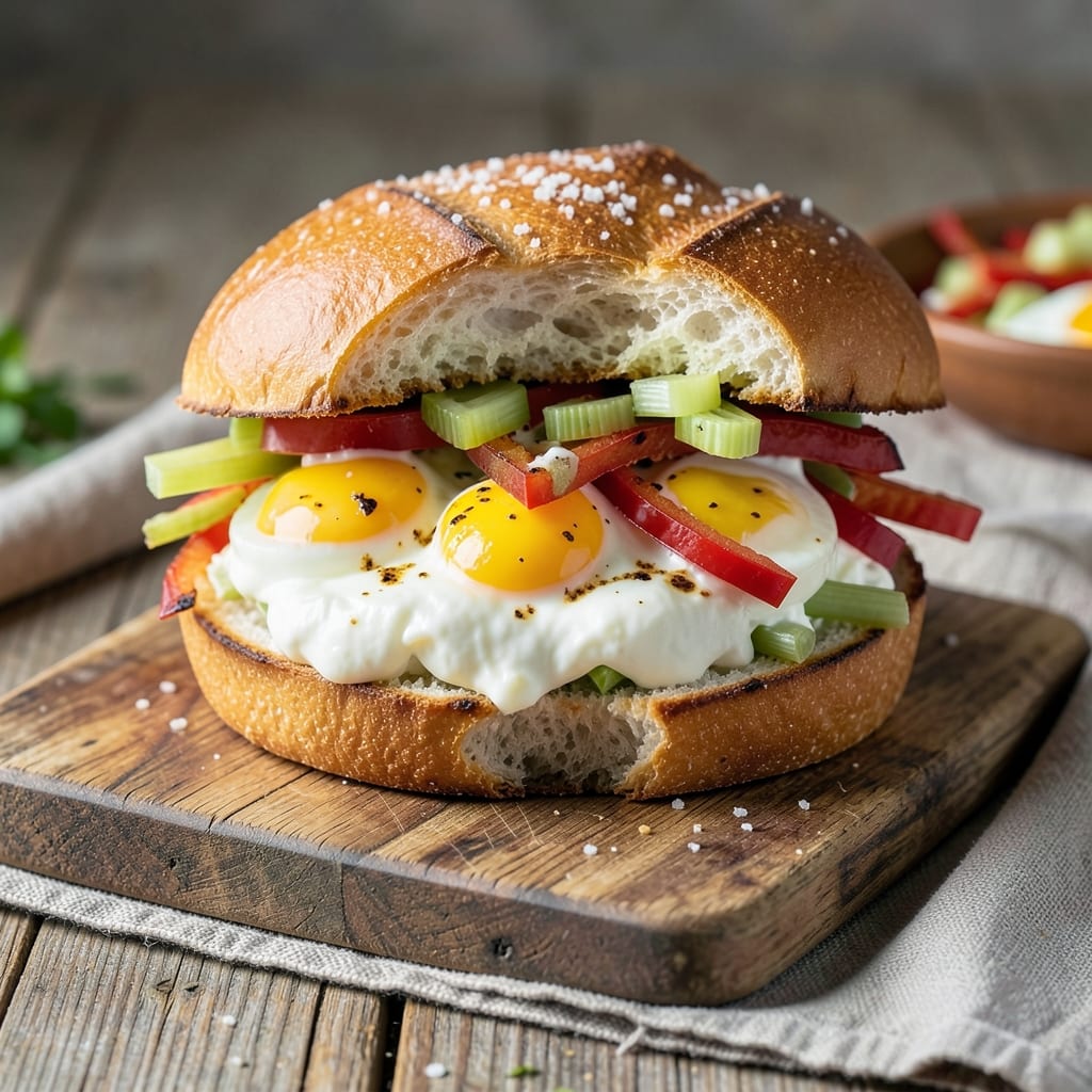 Breakfast Egg Salad Sandwich Recipe: Crispy Celery Crunch with Creamy Yogurt Twist