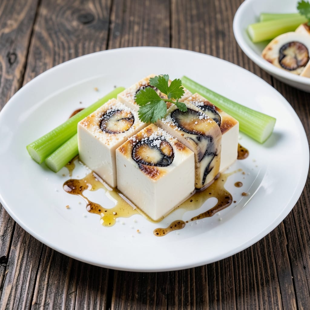 Cold Tofu Century Egg Recipe: Celery-Crusted Bites With Preserved Egg Surprise